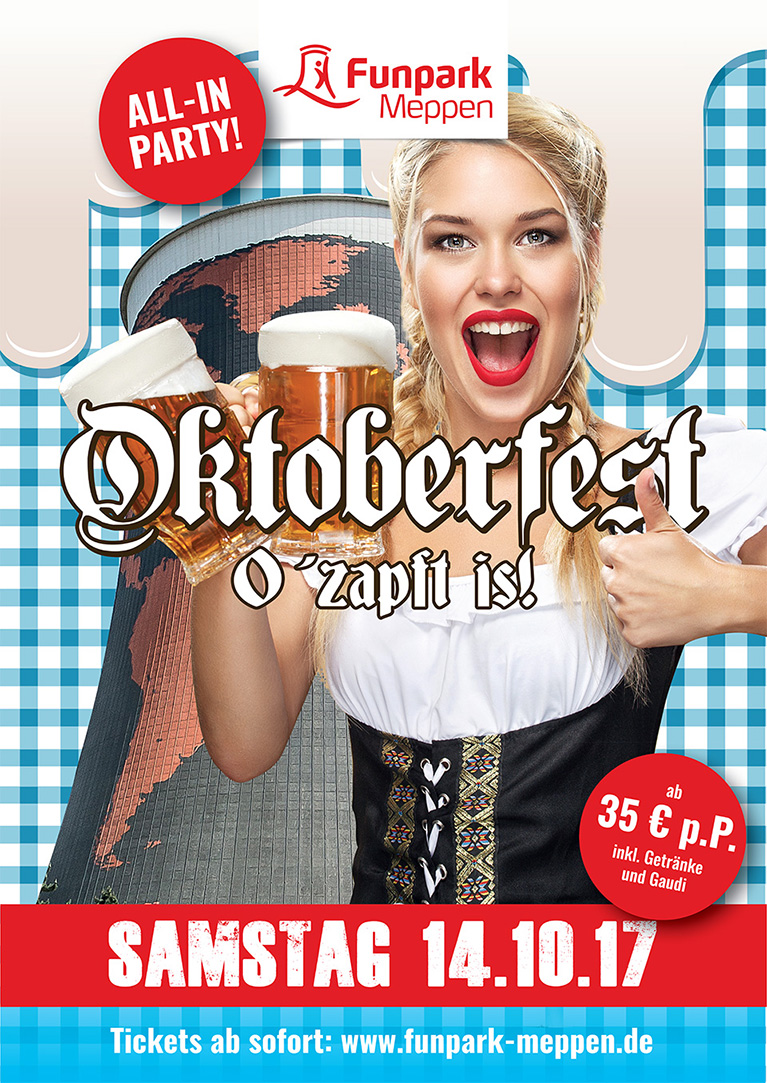 Oktoberfest feiern im Funpark Meppen am Samstag, 14.10.2017, All-In-Party